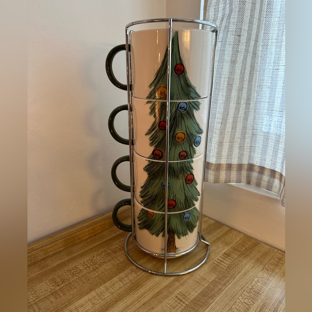 Holiday Tree Stacking Mugs Set